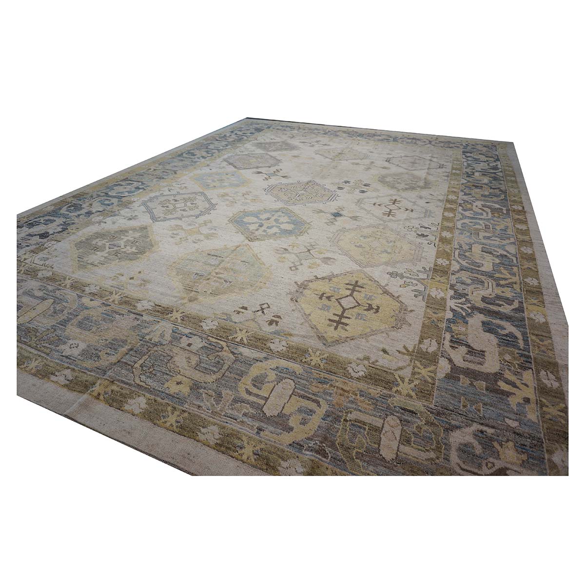 21st Century Turkish Oushak 13X18 Gold, Gray & Ivory Handmade Area Rug #1144135 image 1