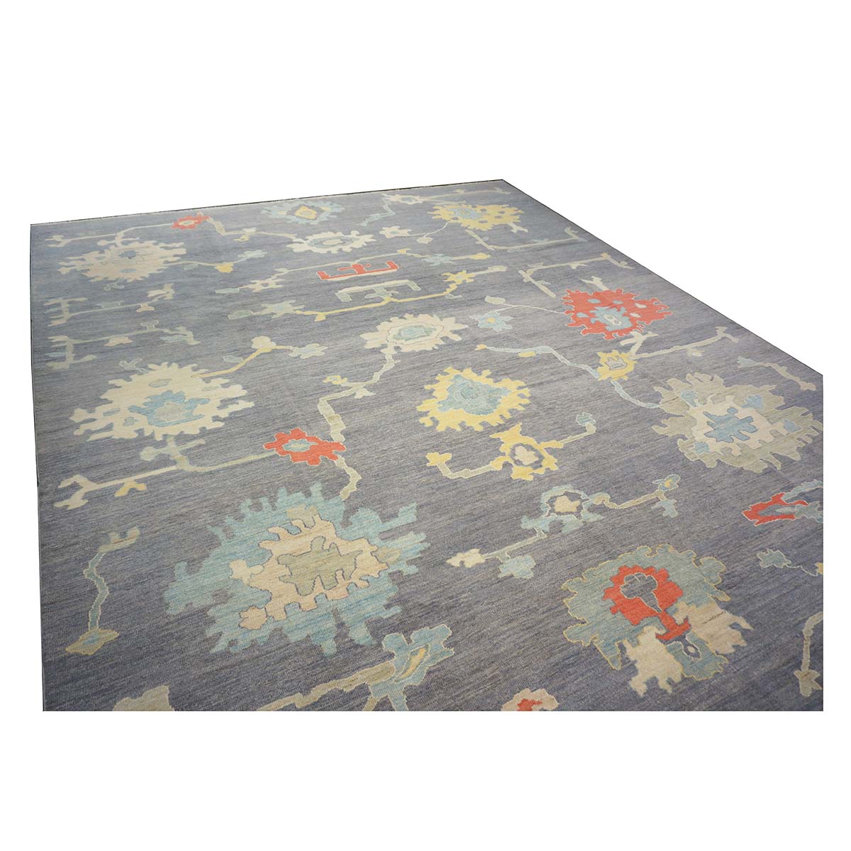 21st Century Turkish Oushak 12X16 Ivory, Orange & Slate Blue Handmade Runner Rug #1144179 image 3