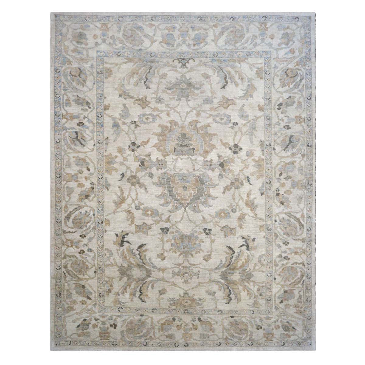 Persian Sultanabad 9x11 Ivory & Light Blue Area Rug #1140991 image 0