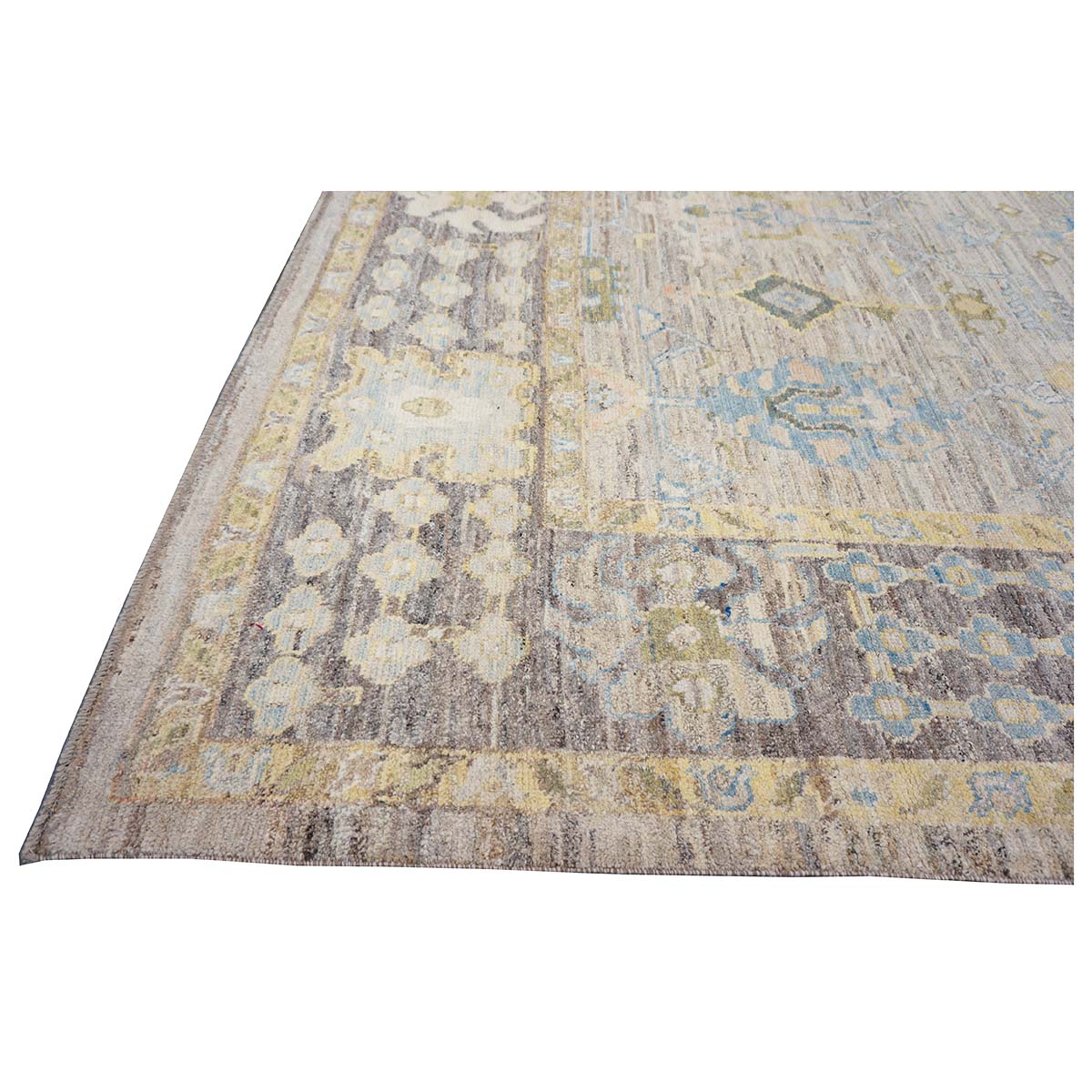 21st Century Turkish Oushak 10X14 Ivory, Slate Blue& Khaki Handmade Area Rug #1144095 image 9