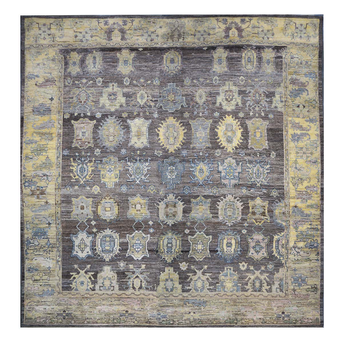 21st Century Large Square Turkish Oushak 19x20 Brown & Gold Handmade Area Rug #1144068 image 0