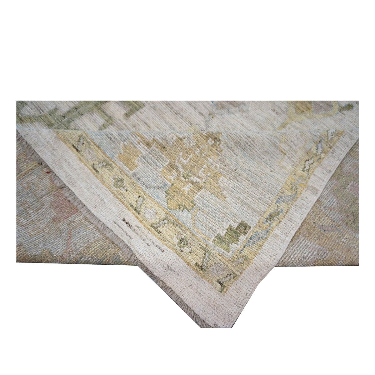 New Turkish Oushak 10x13 Ivory, Blue, & Yellow Handmade Area Rug #114073 image 10