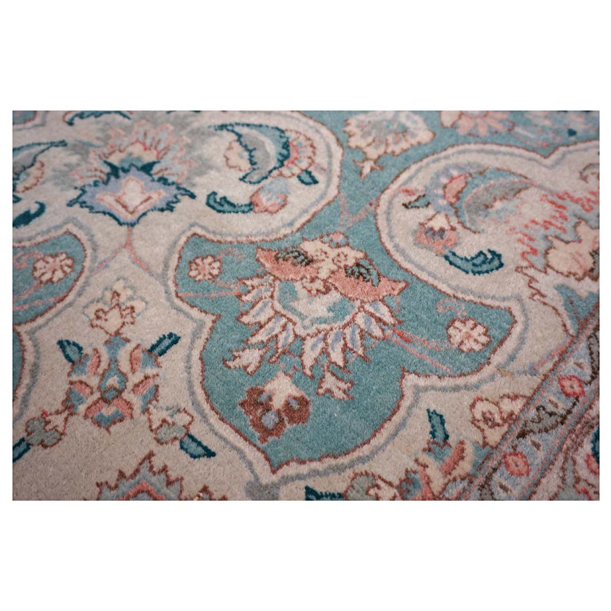 Antique 1940s Persian Tabriz Pahlavi 11x18 Ivory & Blue Handmade Area Rug #9902227 image 7