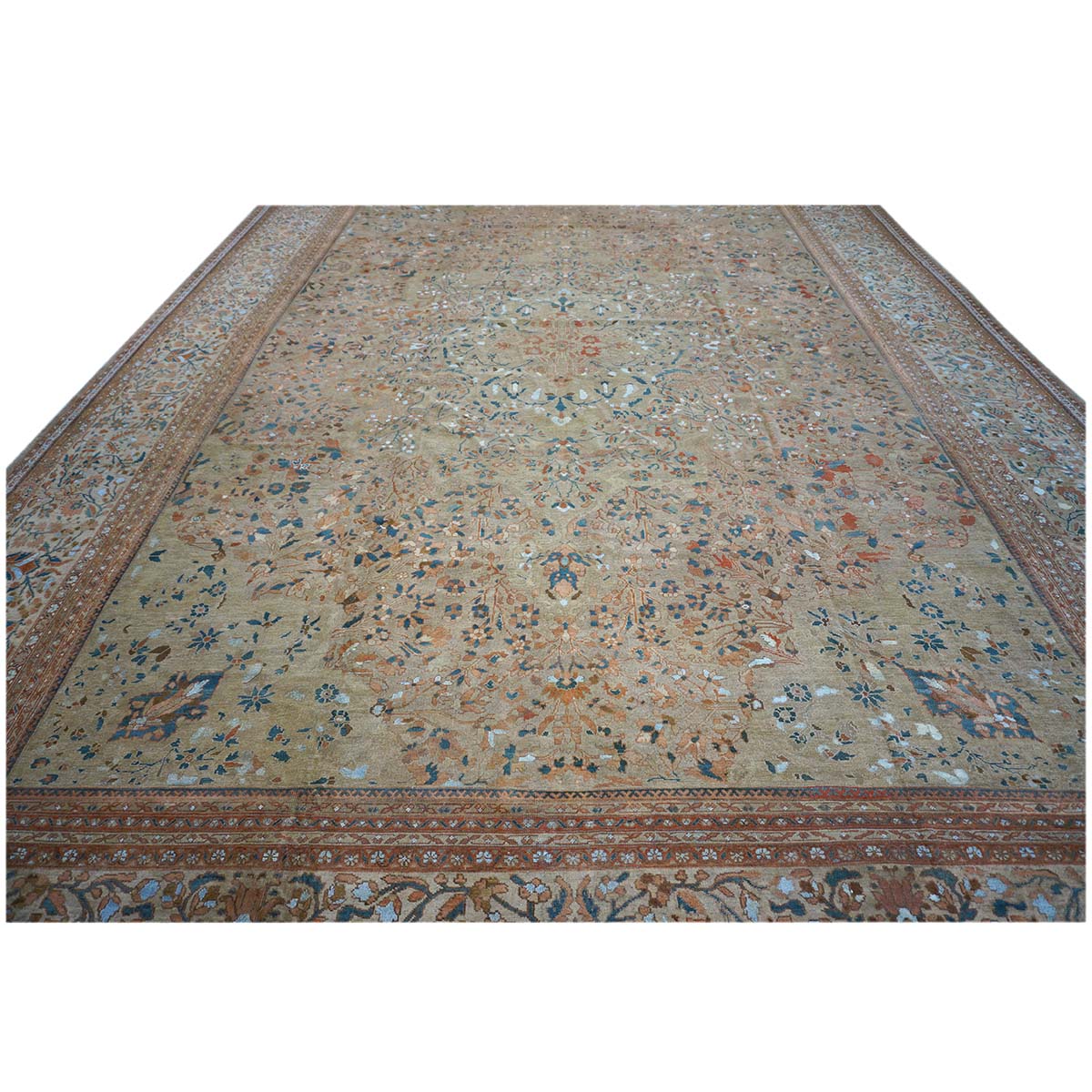 Antique Ziegler Sultanabad 15X21 Wool&Silk Tan Palace Size Rug #9902456 image 5