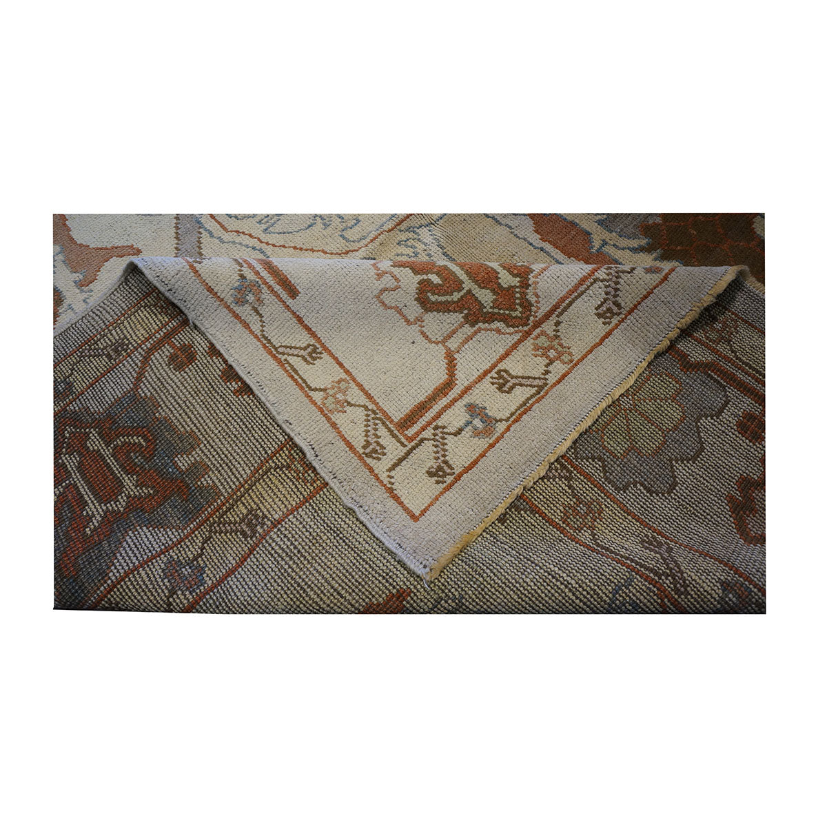 21st Century Turkish Oushak 9x13 Gray, Ivory & Brown Handmade Runner Rug #1140109 image 6