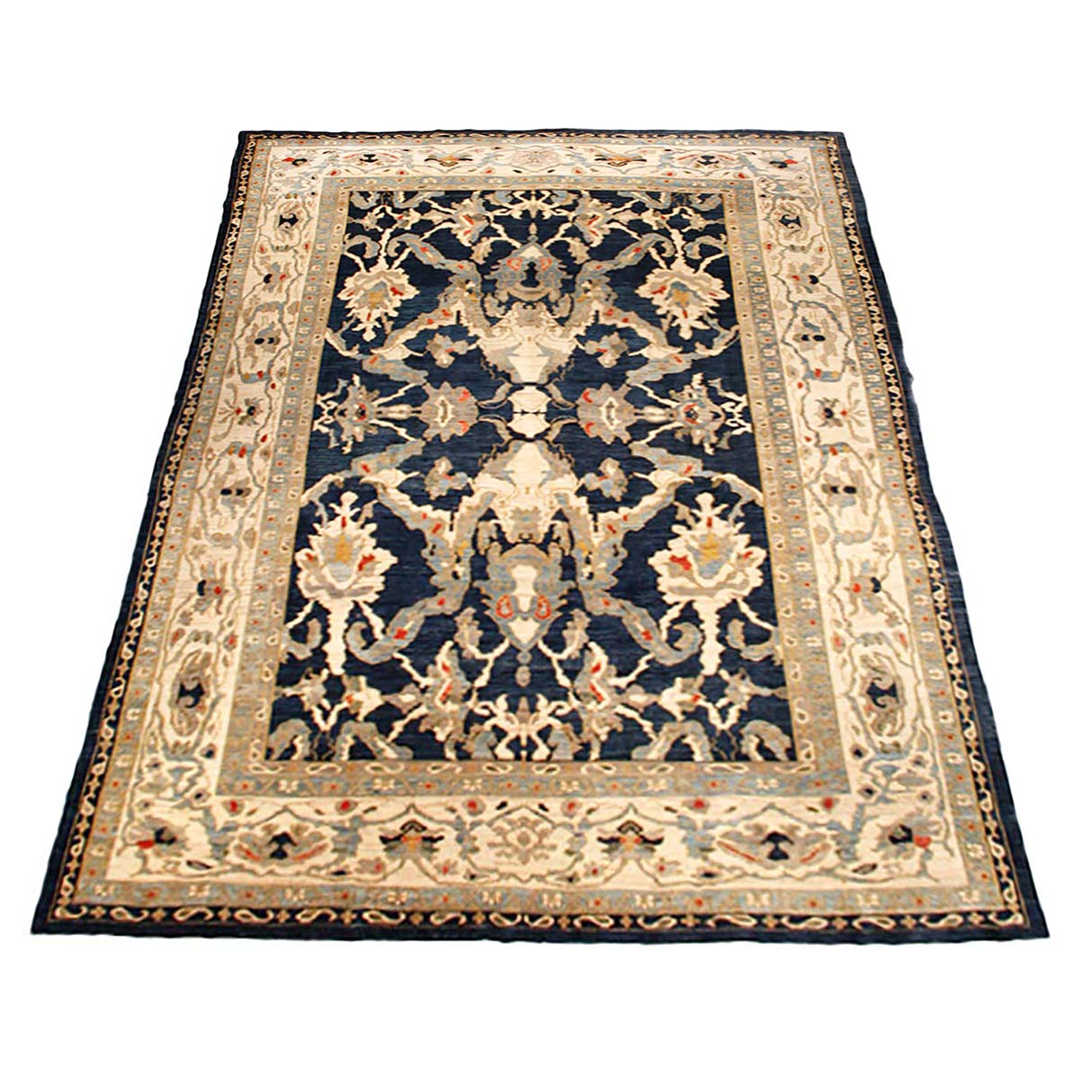 Persian Sultanabad 12x16 Navy Blue & Ivory Area Rug #1140581 image 1