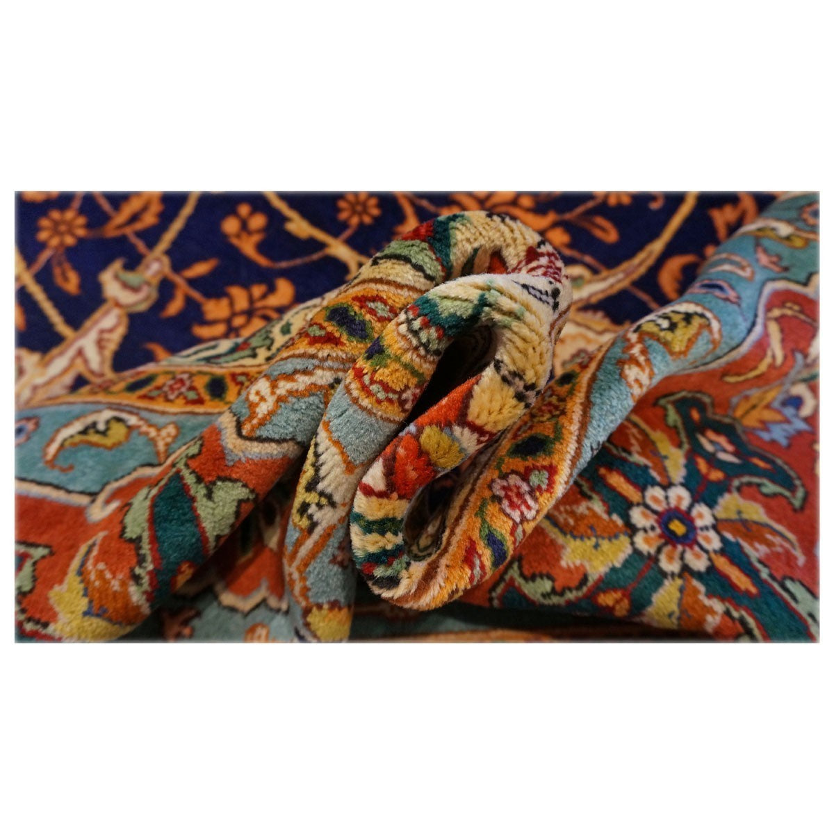 Vintage Persian Tabriz 10X13 Navy Area Rug #9902146 image 5