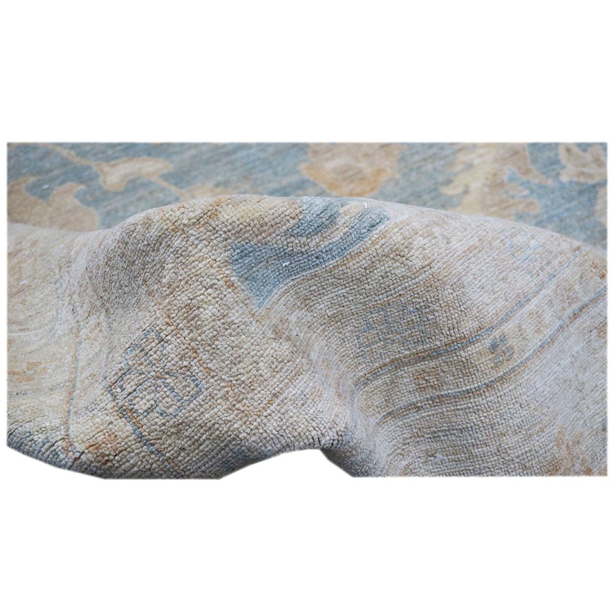 Afghan Oushak 12x15 Blue & Ivory Handmade Area Rug #1142741 image 9