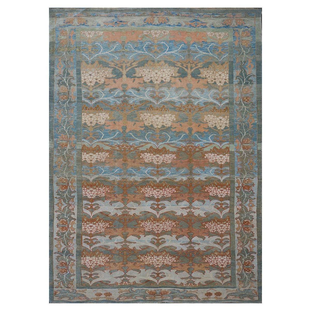 Turkish Donegal 8x11 Blue, Green, & Salmon Handmade Area Rug #1140933 image 0
