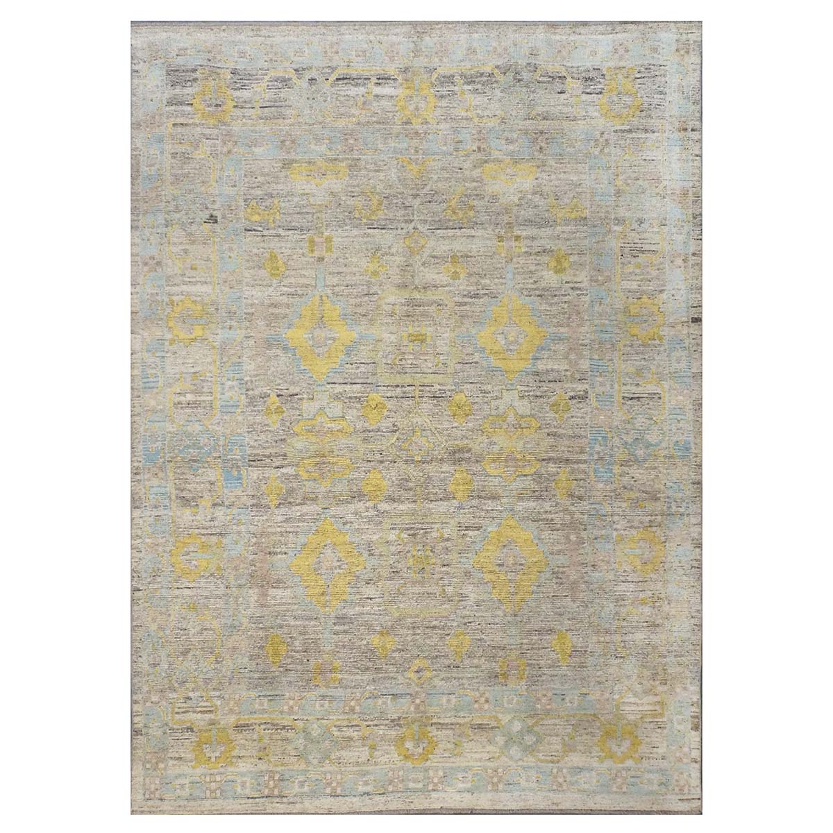 21st Century Turkish Oushak 9X12 Gold, Ivory & Slate Blue Handmade Area Rug #1144098 image 0