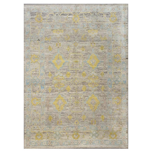 21st Century Turkish Oushak 9X12 Gold, Ivory & Slate Blue Handmade Area Rug #1144098 image 0