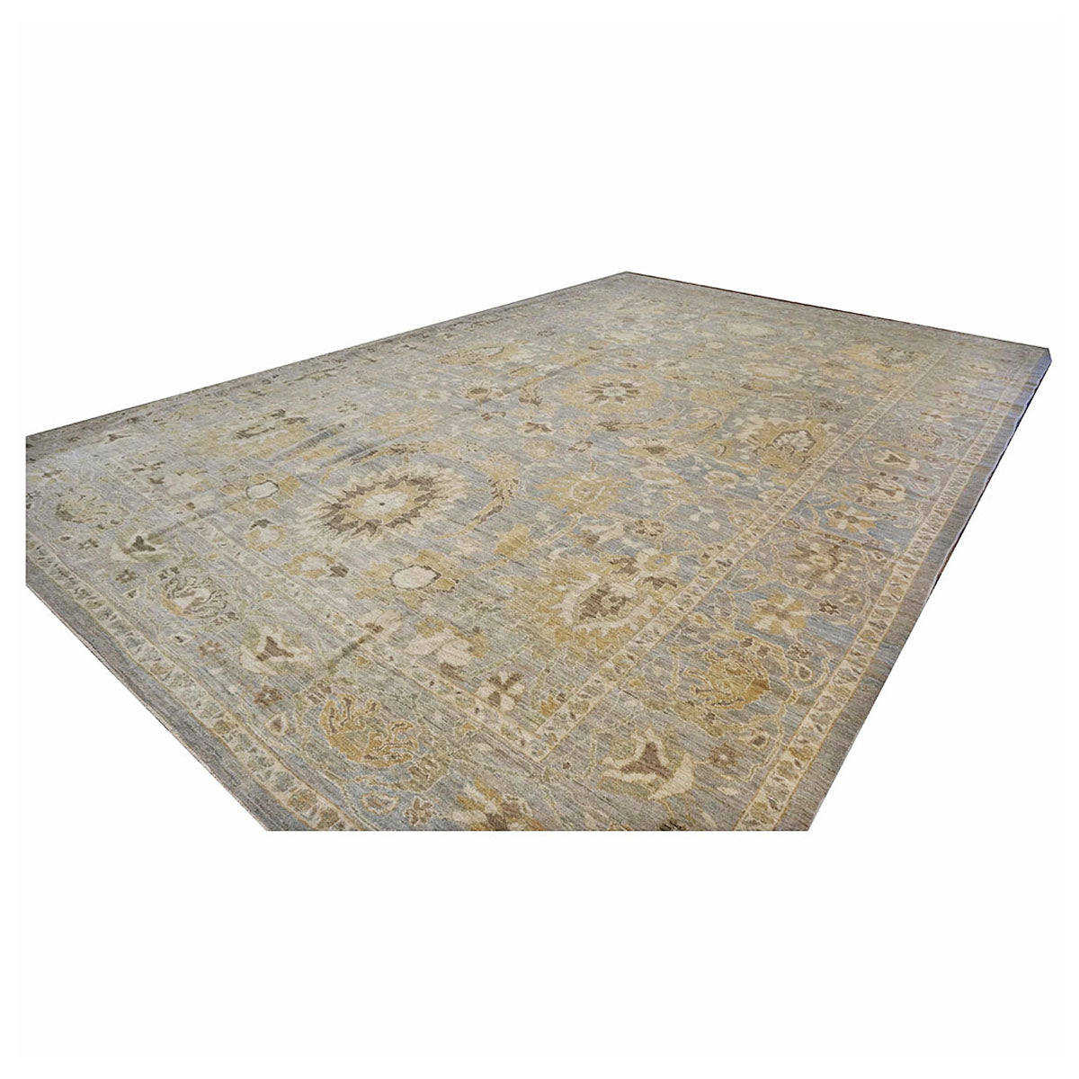 Oversized Persian Sultanabad Master 12x18 Blue, Grey, & Tan Handmade Area Rug #1143042 image 3