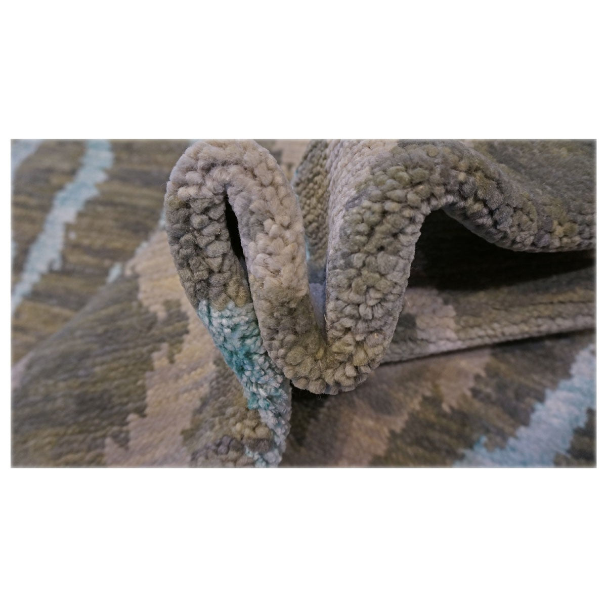 Nepalese Modern Wool & Silk 9X12 Green Area Rug #9902959 image 6