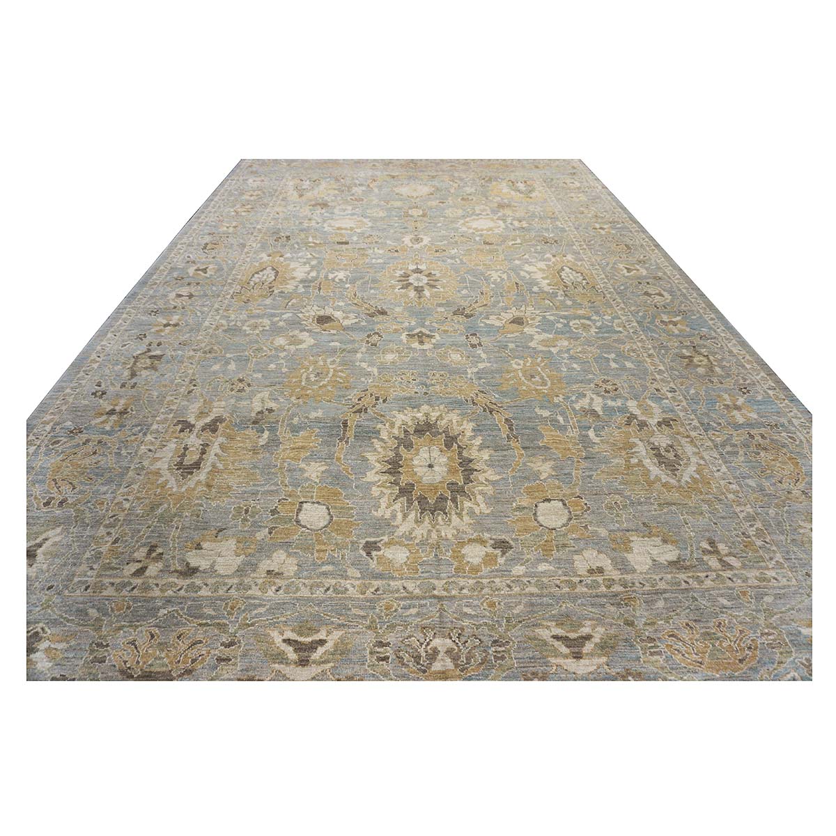 Oversized Persian Sultanabad Master 12x18 Blue, Grey, & Tan Handmade Area Rug #1143042 image 2