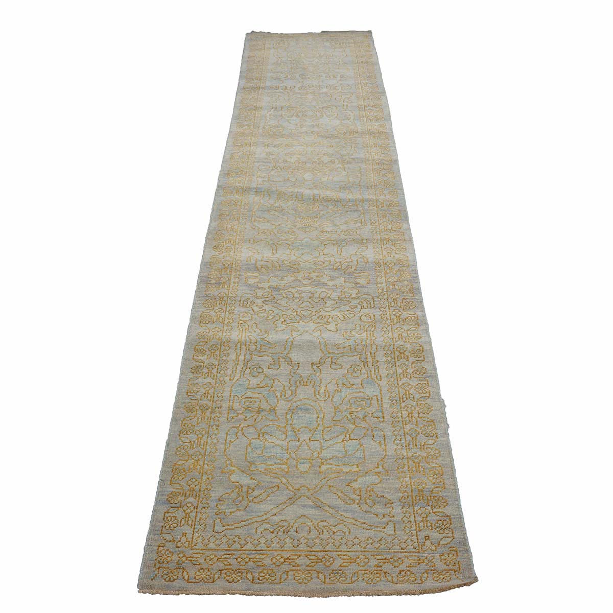 Sultanabad Master 3x12 Light Slate & Gold Hallway Runner Rug #1143677 image 1
