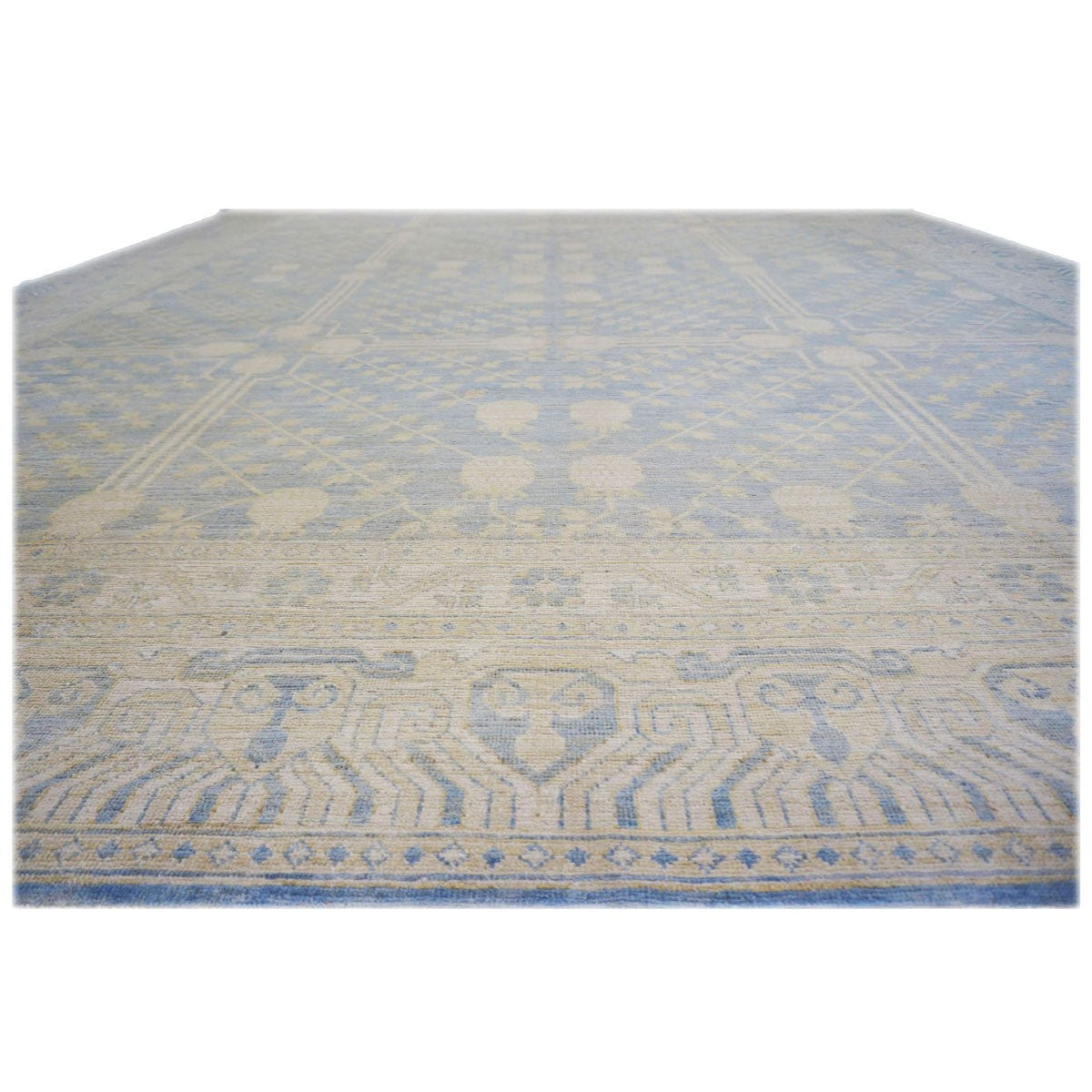 Afghan Khotan 11X14 Ivory & Blue Handmade Area Rug #1142201 image 4