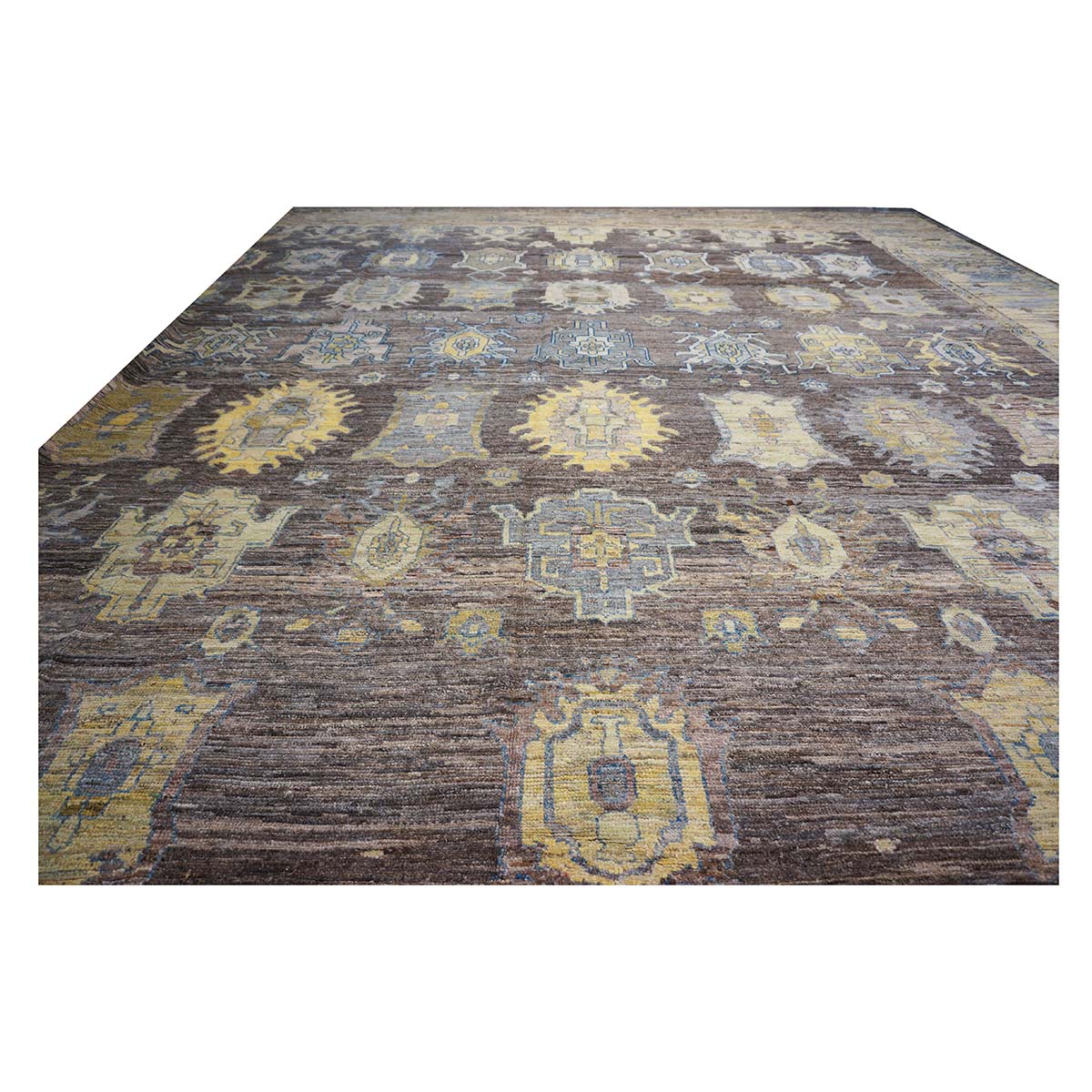 21st Century Large Square Turkish Oushak 19x20 Brown & Gold Handmade Area Rug #1144068 image 6