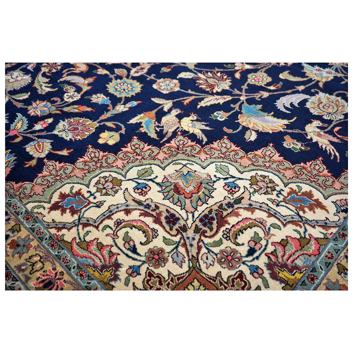 Antique Persian Tabriz 10x13 Navy & Rust Handmade Area Rug #1143896 image 7