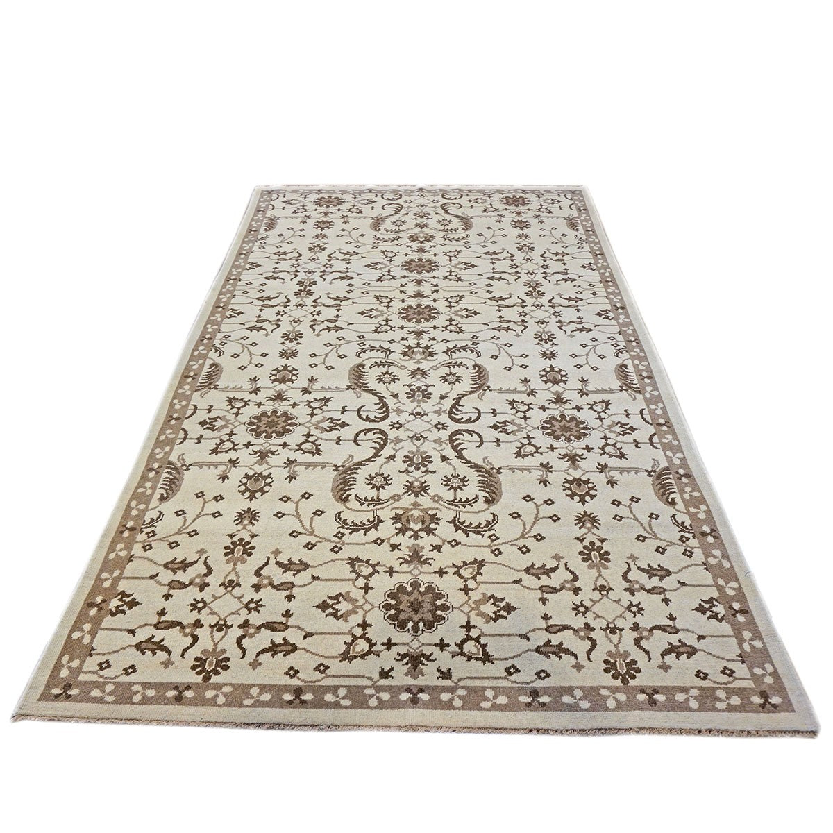 21st Century Sultanabad 6x10 Ivory & Brown Handmade Area Rug #1143396 image 1
