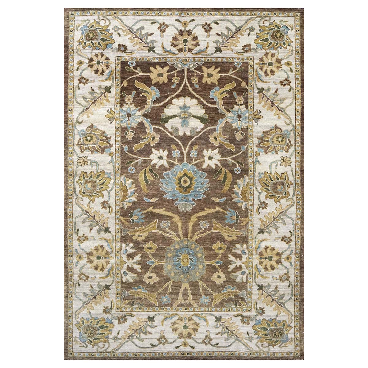 21st Century Sultanabad 6x9 Brown & Ivory Handmade Area Rug #1143352 image 0