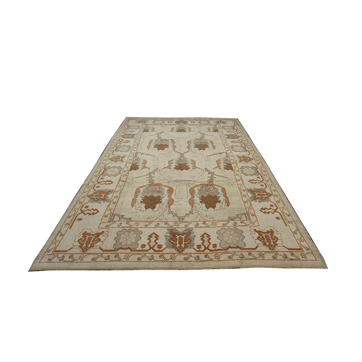 21st Century Turkish Oushak 9x13 Gray, Ivory & Brown Handmade Runner Rug #1140109 image 2