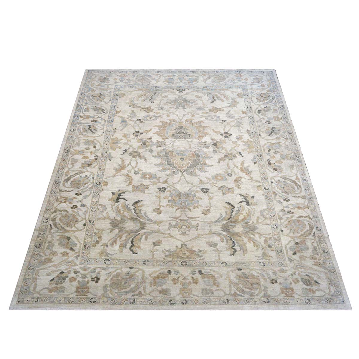 Persian Sultanabad 9x11 Ivory & Light Blue Area Rug #1140991 image 1