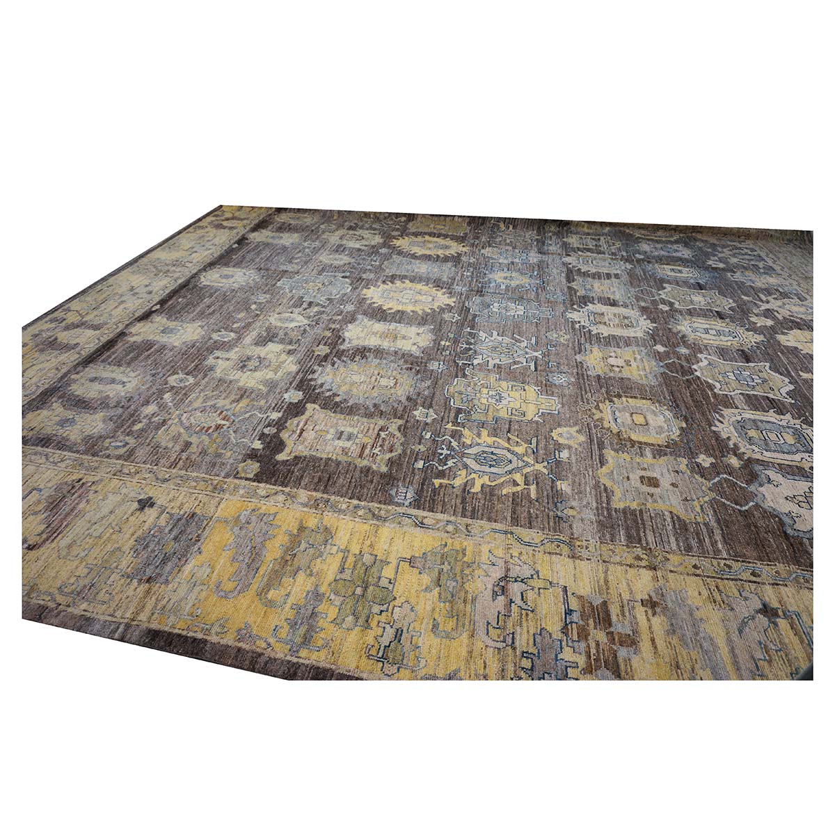 21st Century Large Square Turkish Oushak 19x20 Brown & Gold Handmade Area Rug #1144068 image 10