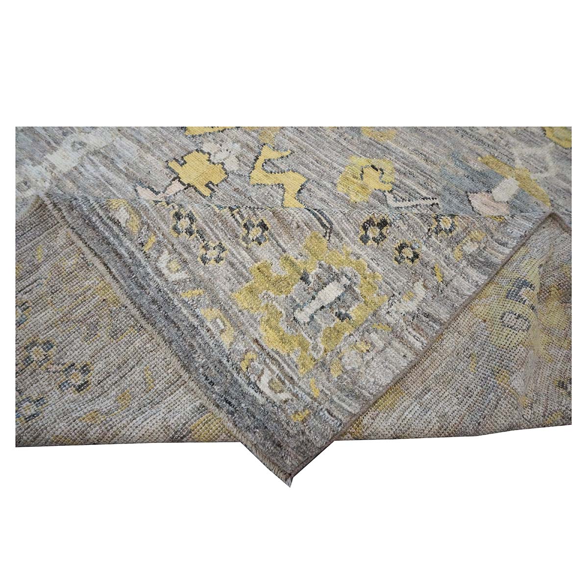 21st Century Turkish Oushak 9X13 Gold, Ivory & Gray Handmade Runner Rug #1144083 image 11