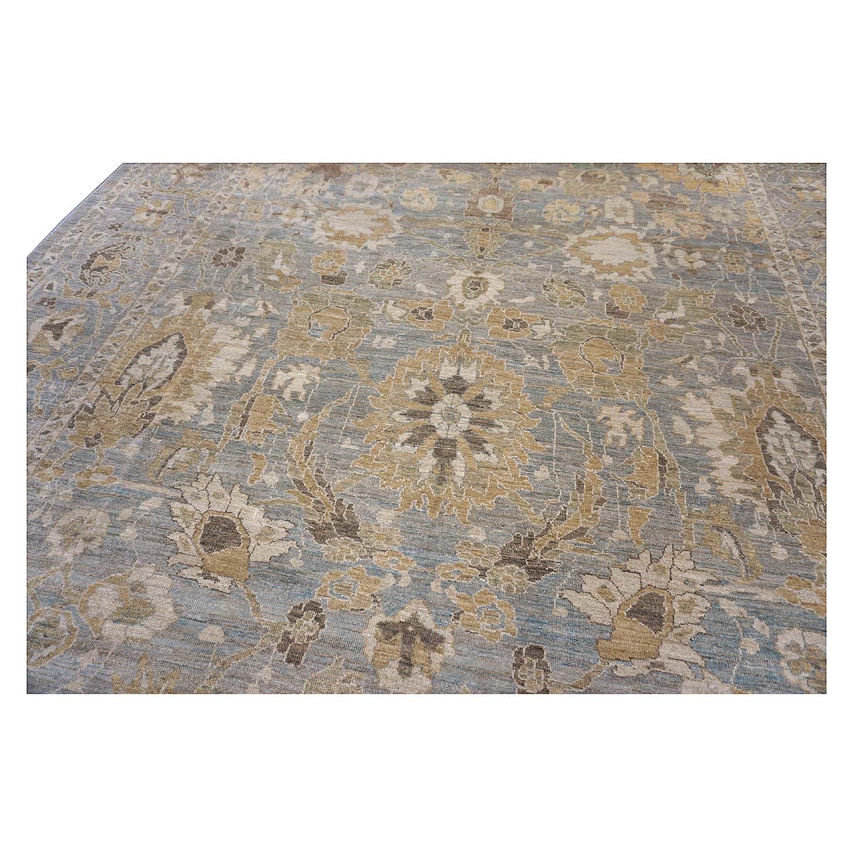 Oversized Persian Sultanabad Master 12x18 Blue, Grey, & Tan Handmade Area Rug #1143042 image 16