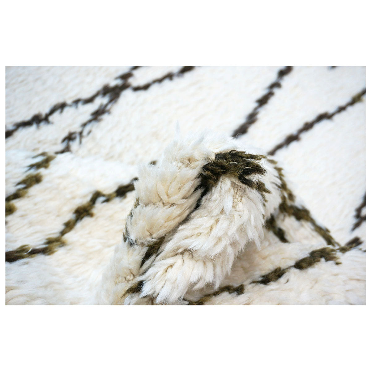 Vintage Beni Ourain Modern Morrocan 12x18 Ivory & Dark Brown Handmade Area Rug #AY101 image 7