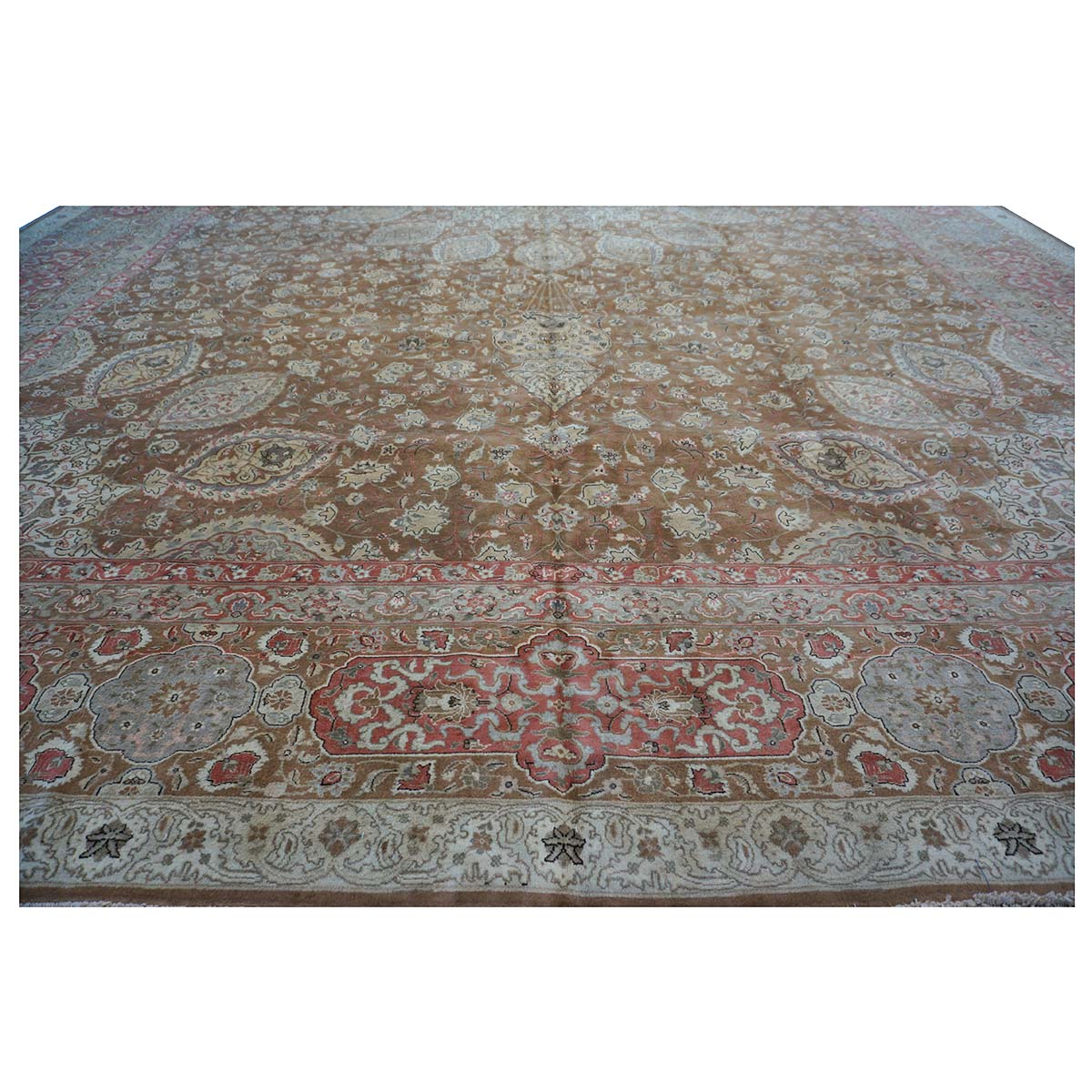 Antique Persian Tabriz 13X20 Brown & Salmon Oversized Area Rug #9902107 image 15