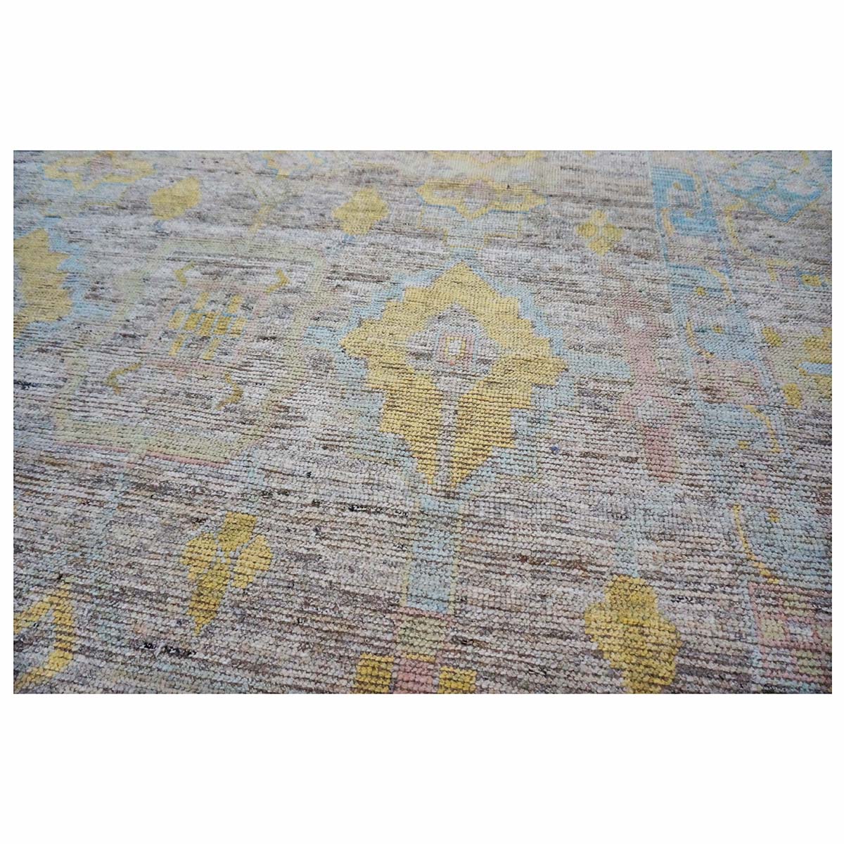 21st Century Turkish Oushak 9X12 Gold, Ivory & Slate Blue Handmade Area Rug #1144098 image 7