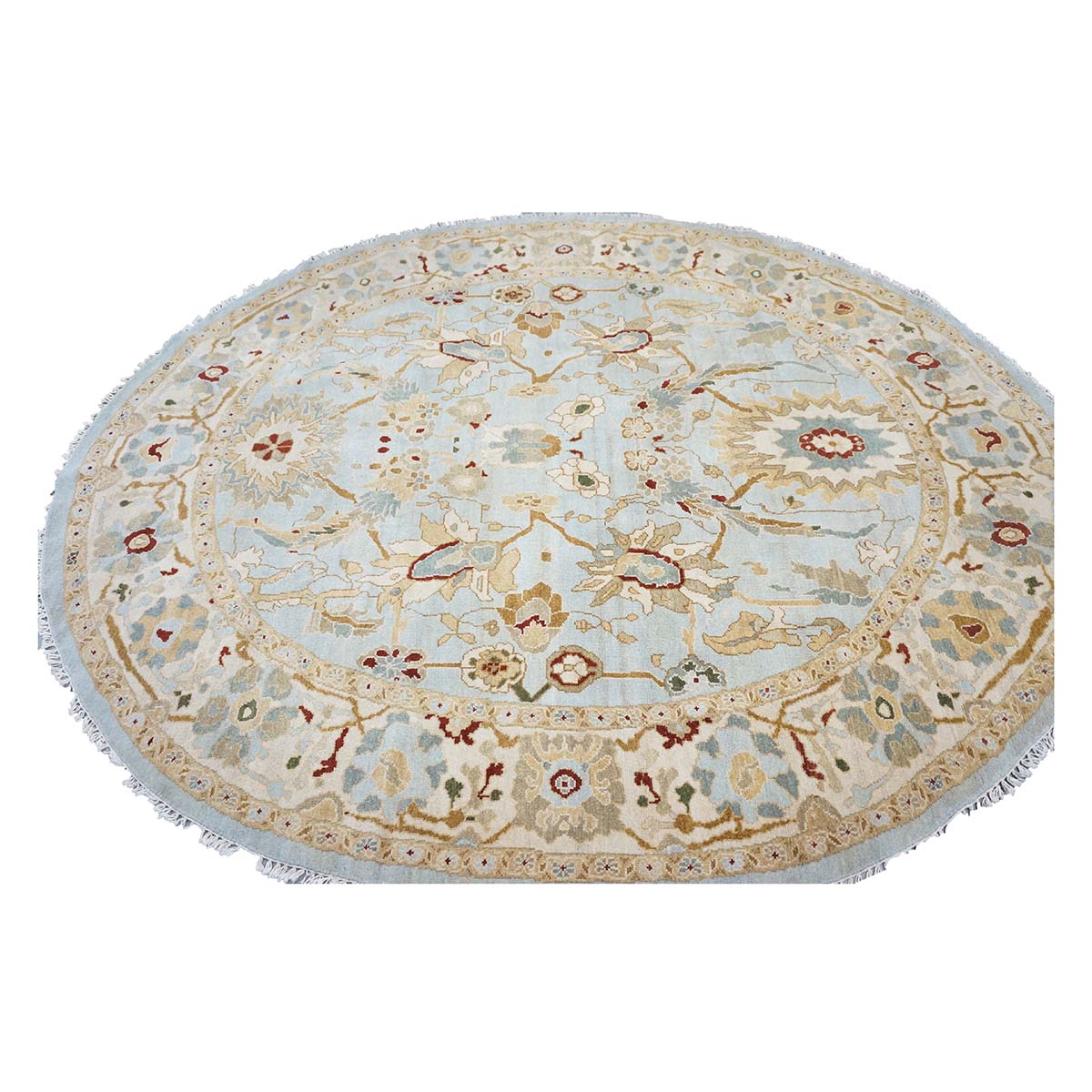 Light Blue Oval 8x10 Sultanabad Wool Rug #9902749 image 2