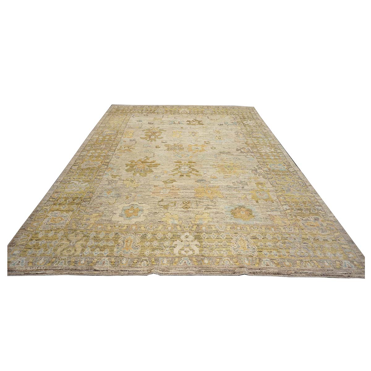 21st Century Turkish Oushak 10X13 Ivory, & Khaki Handmade Area Rug #1144096 image 1