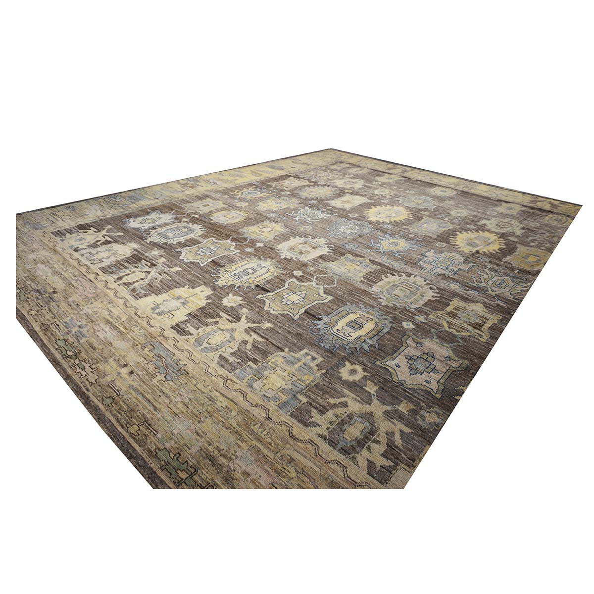 21st Century Large Square Turkish Oushak 19x20 Brown & Gold Handmade Area Rug #1144068 image 2