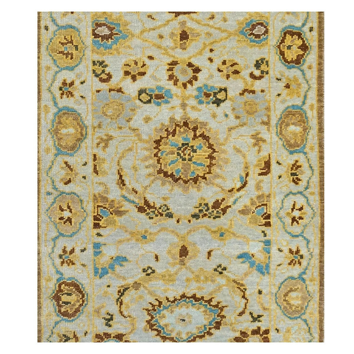 Persian Sultanabad 2.6x10 Grey & Gold Handmade Hall Runner Rug#1143675 image 2