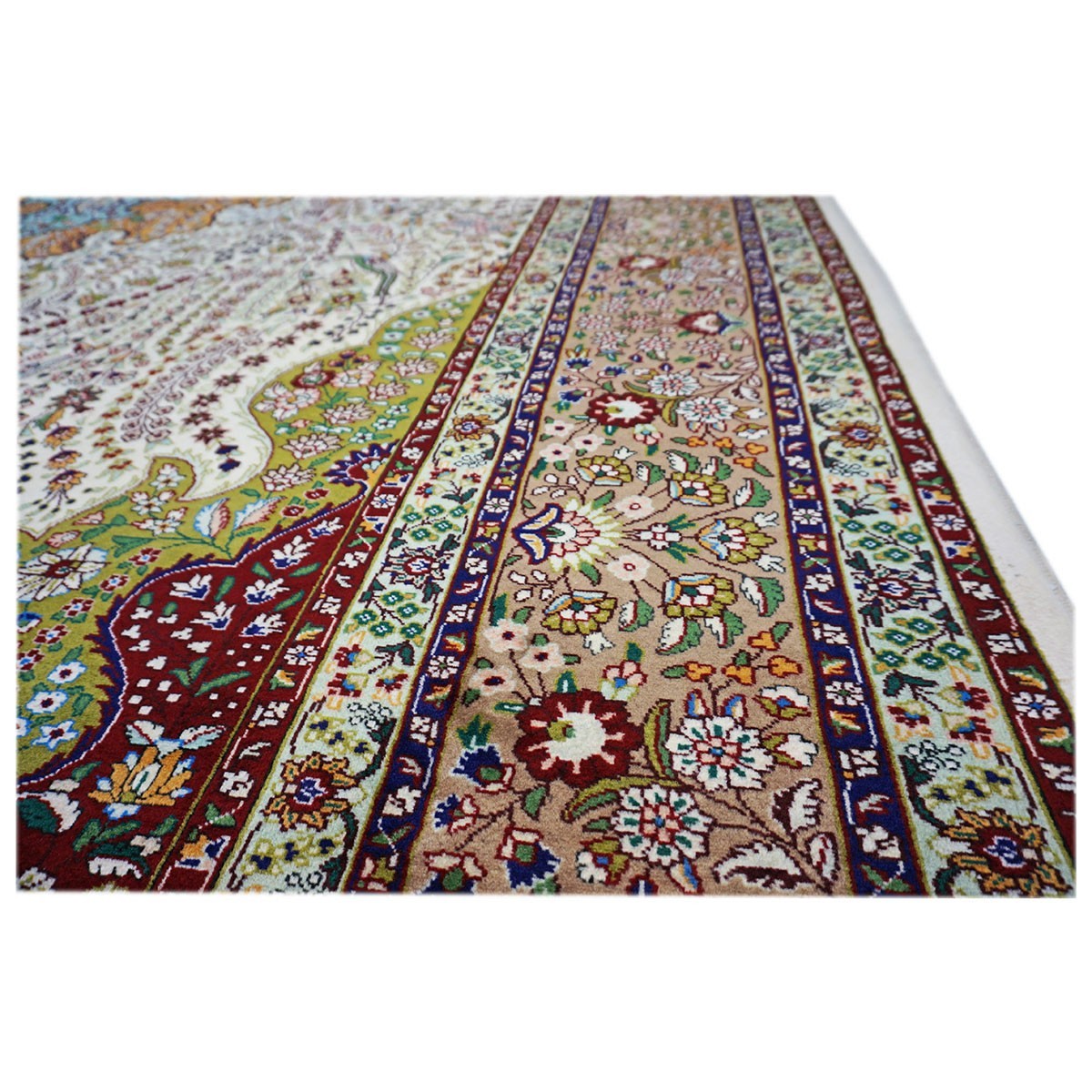 Antique 1930s Persian Tabriz Pahlavi 10X13 Ivory & Taupe Area Rug #9902869 image 5