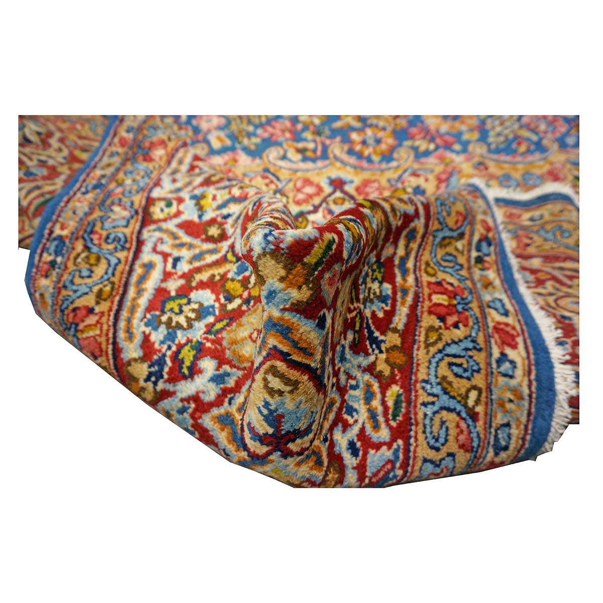 Antique Persian Kerman Wool 10x13 Blue, Orange & Red Handmade Area Rug #9900542