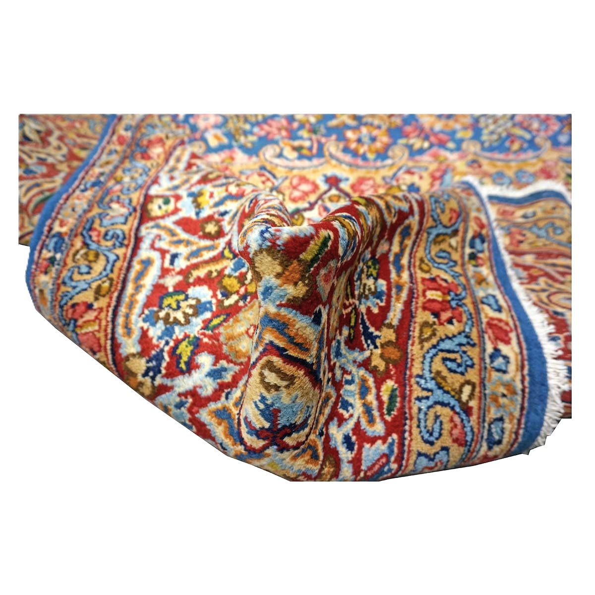 Antique Persian Kerman Wool 10x13 Blue, Orange & Red Handmade Area Rug #9900542
