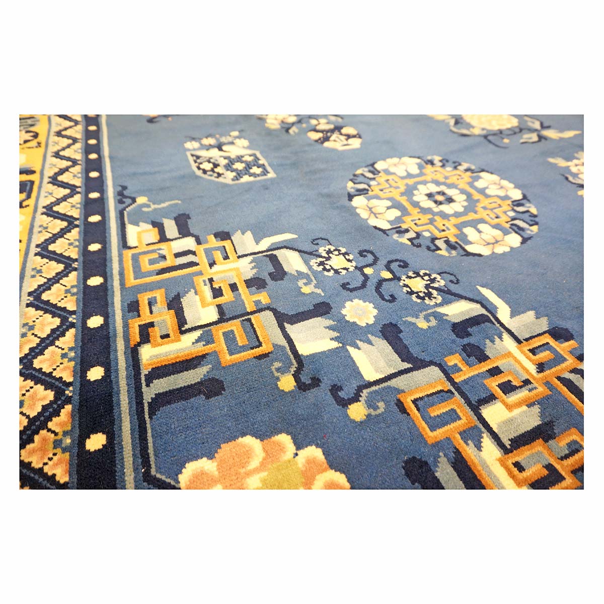 Chinese Peking Wool 8x11 Blue, Gold & Ivory Handmade Area  #9900639
