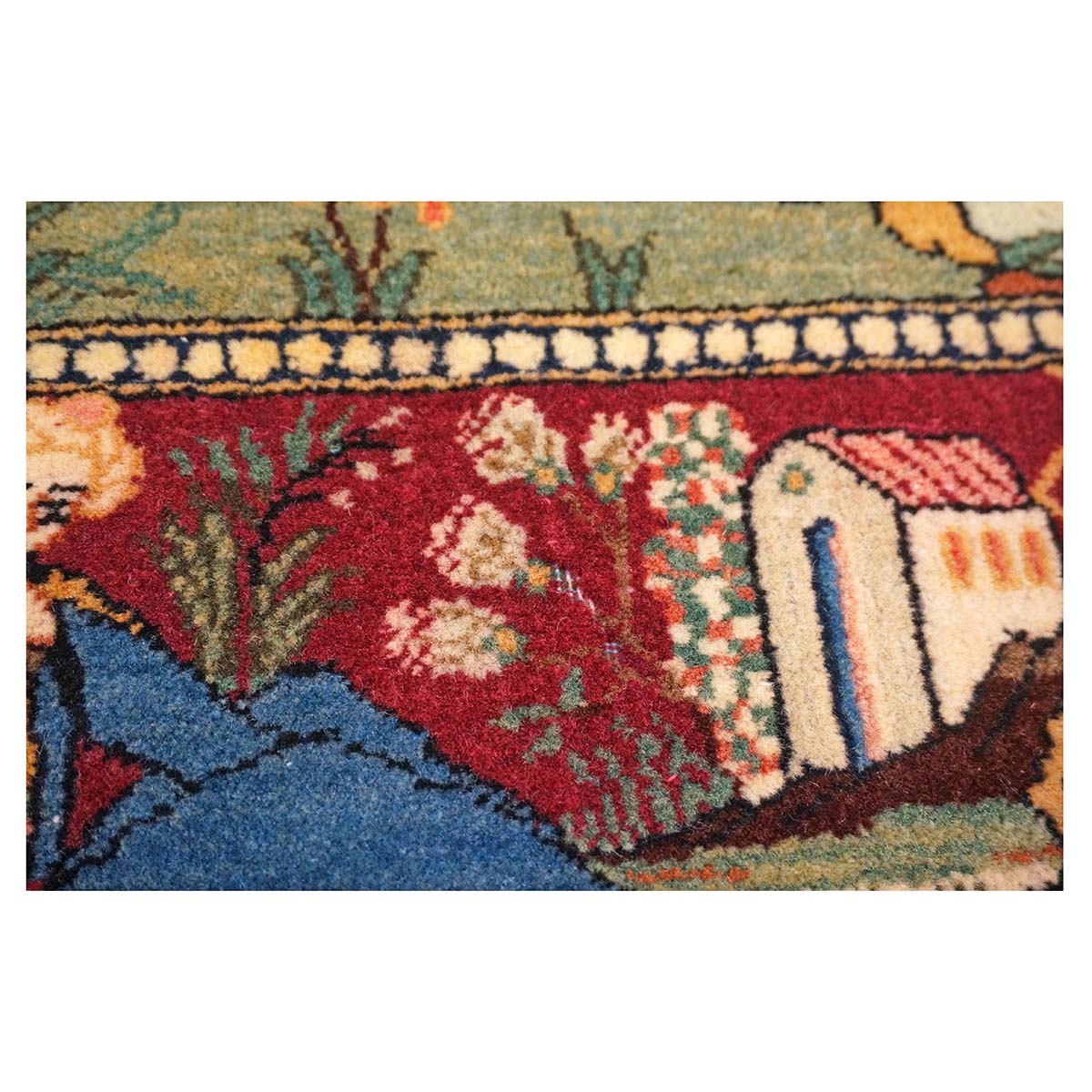 Antique Persian Kashan Wool 4X7 Multicolor Handmade Pictorial Area Rug #9900881