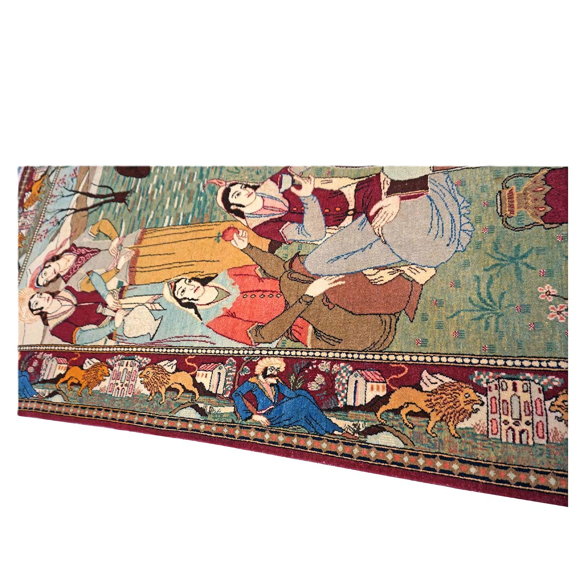 Antique Persian Kashan Wool 4X7 Multicolor Handmade Pictorial Area Rug #9900881