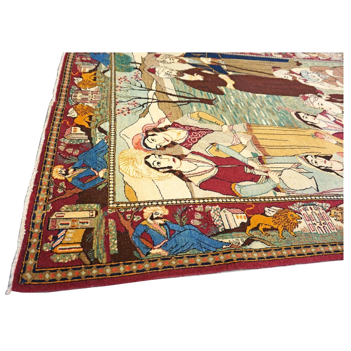 Antique Persian Kashan Wool 4X7 Multicolor Handmade Pictorial Area Rug #9900881