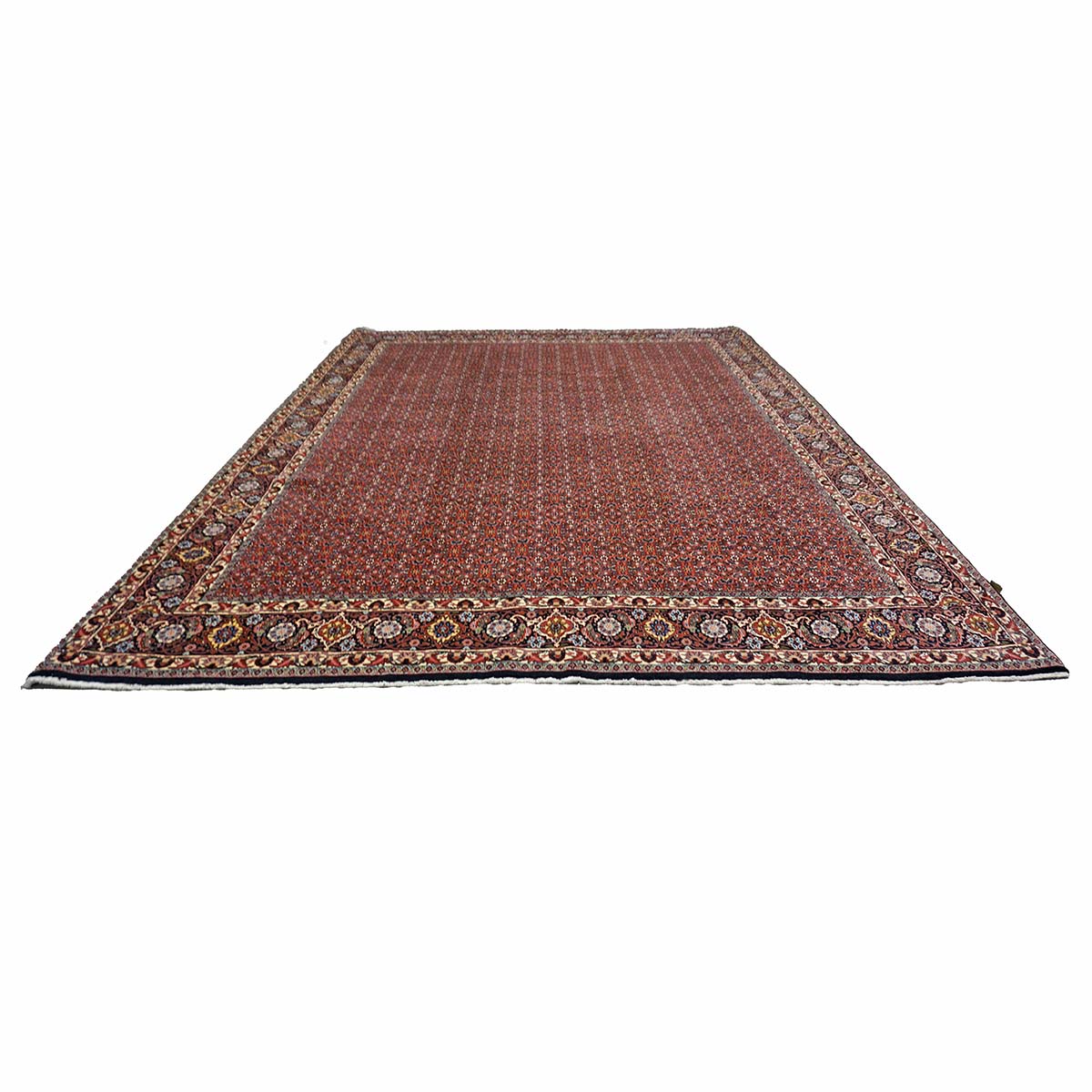 Persian Bijar Wool 8x11 Red, Ivory & Black Handmade Area Rug #9901158