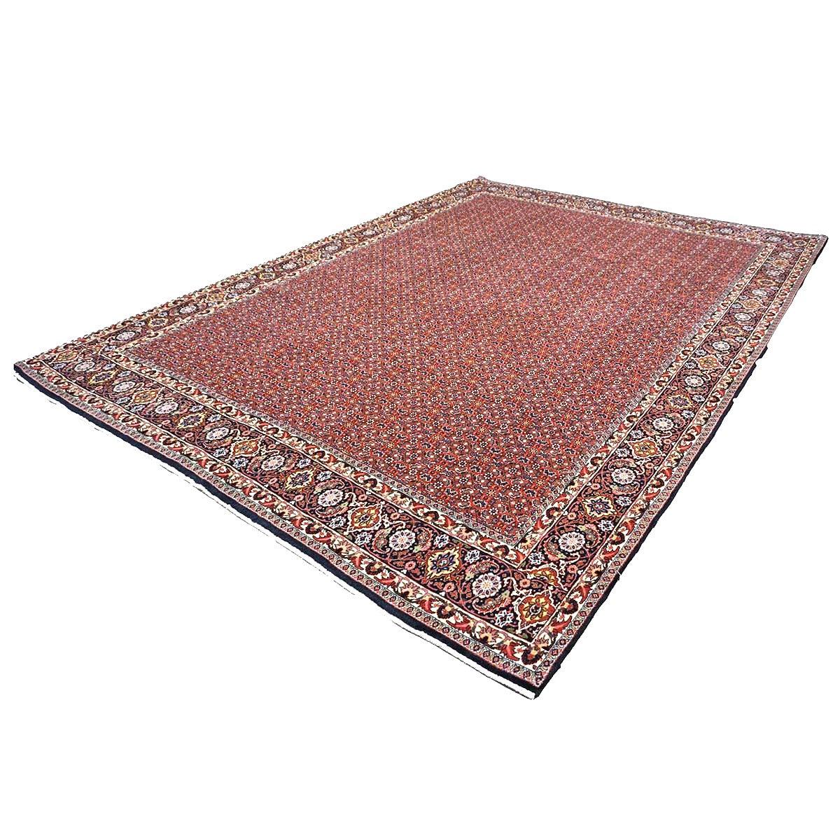 Persian Bijar Wool 8x11 Red, Ivory & Black Handmade Area Rug #9901158