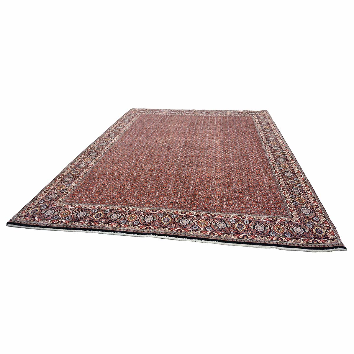 Persian Bijar Wool 8x11 Red, Ivory & Black Handmade Area Rug #9901158