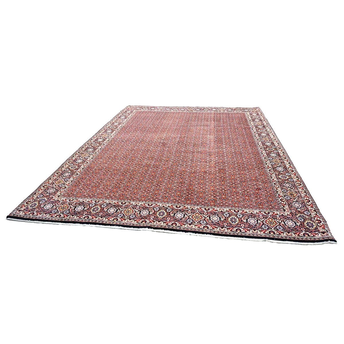 Persian Bijar Wool 8x11 Red, Ivory & Black Handmade Area Rug #9901158