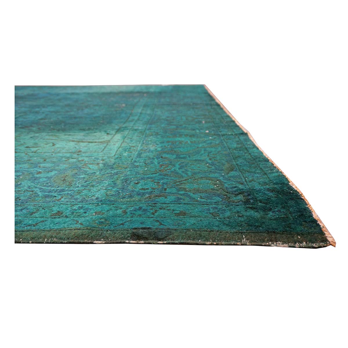 Antique Persian Overdye Wool 10x14 Teal & Ivory Handmade Area Rug #9901225
