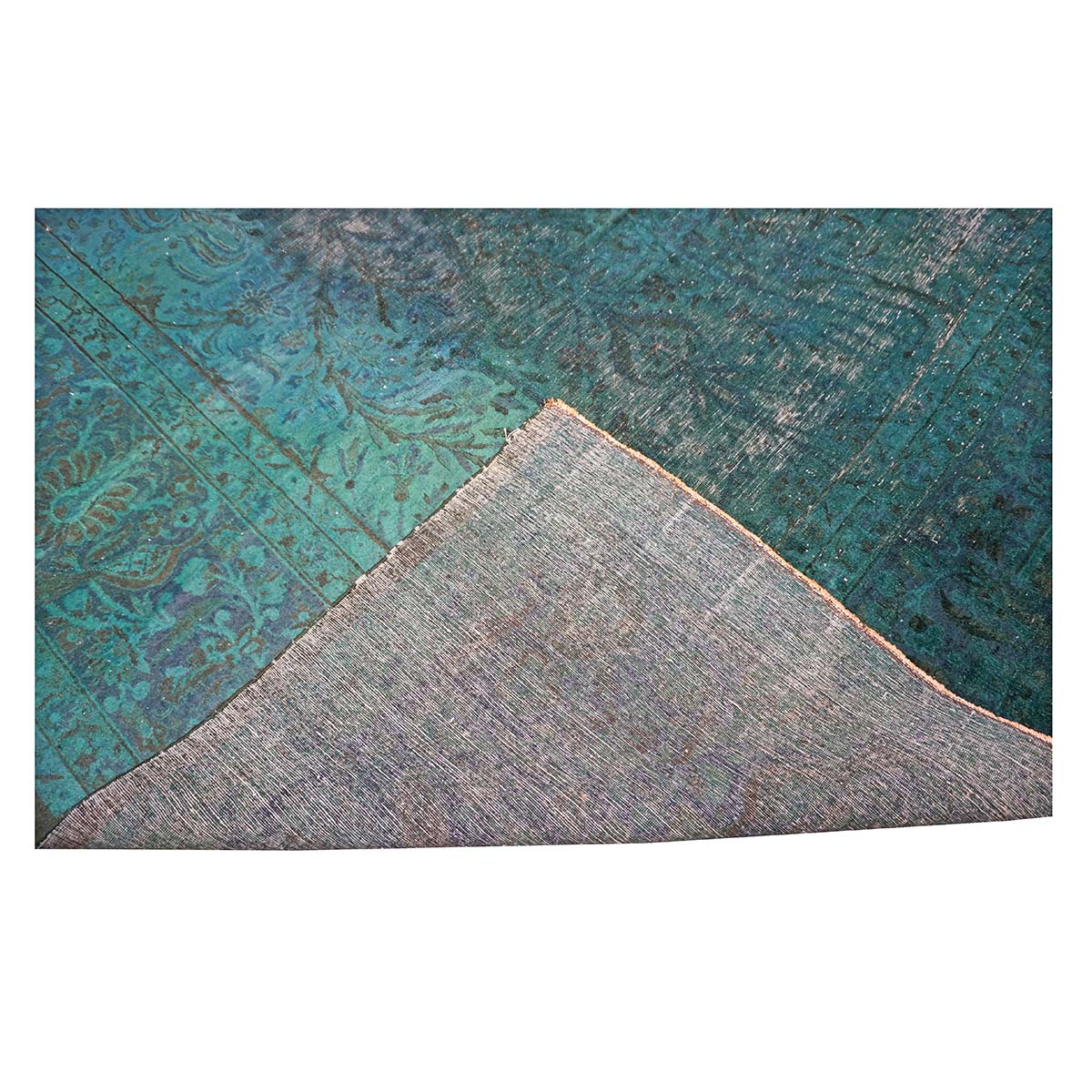 Antique Persian Overdye Wool 10x14 Teal & Ivory Handmade Area Rug #9901225