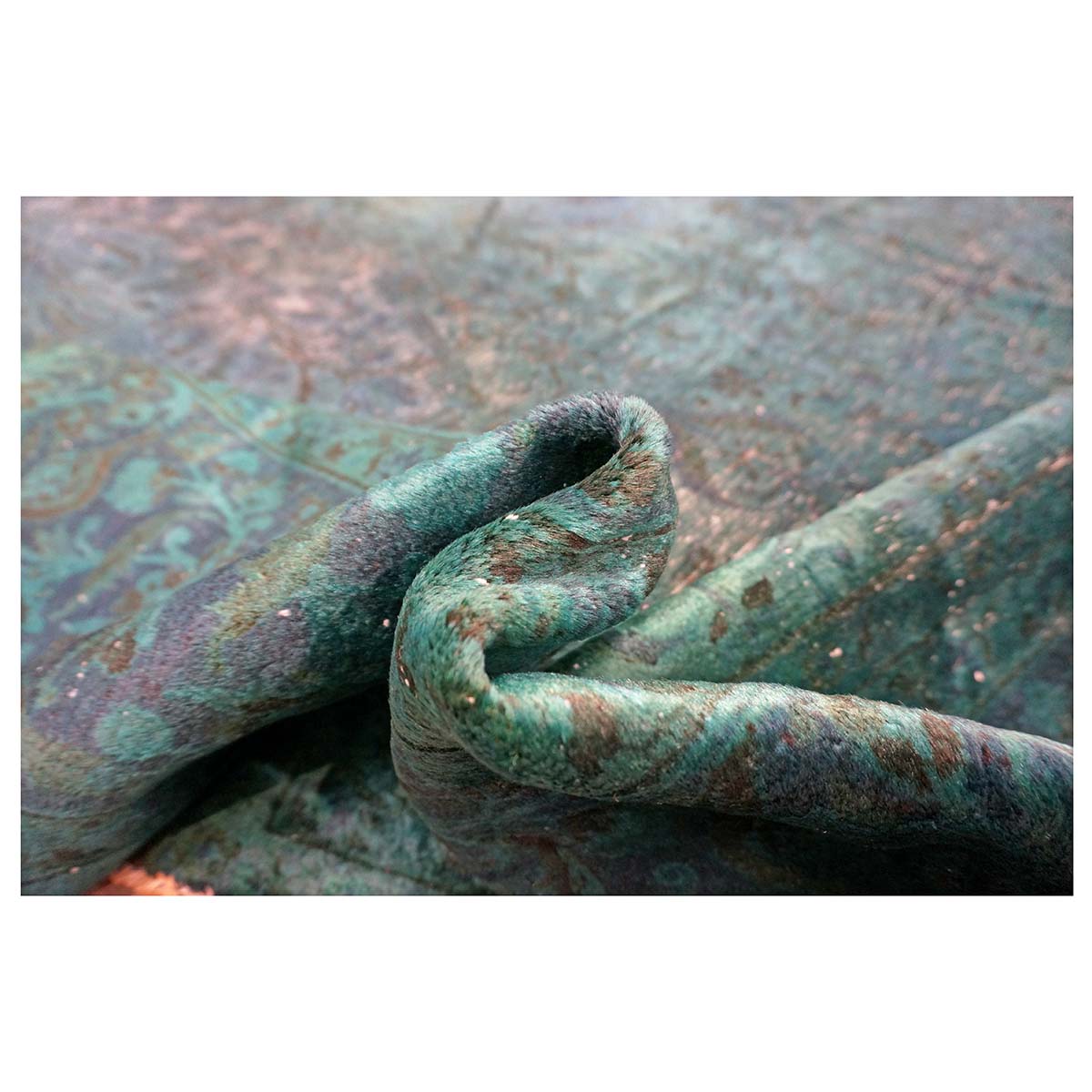 Antique Persian Overdye Wool 10x14 Teal & Ivory Handmade Area Rug #9901225